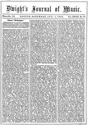 Review of Die Meistersinger von Nürnberg, Dwight’s Journal of Music, August 1, 1868